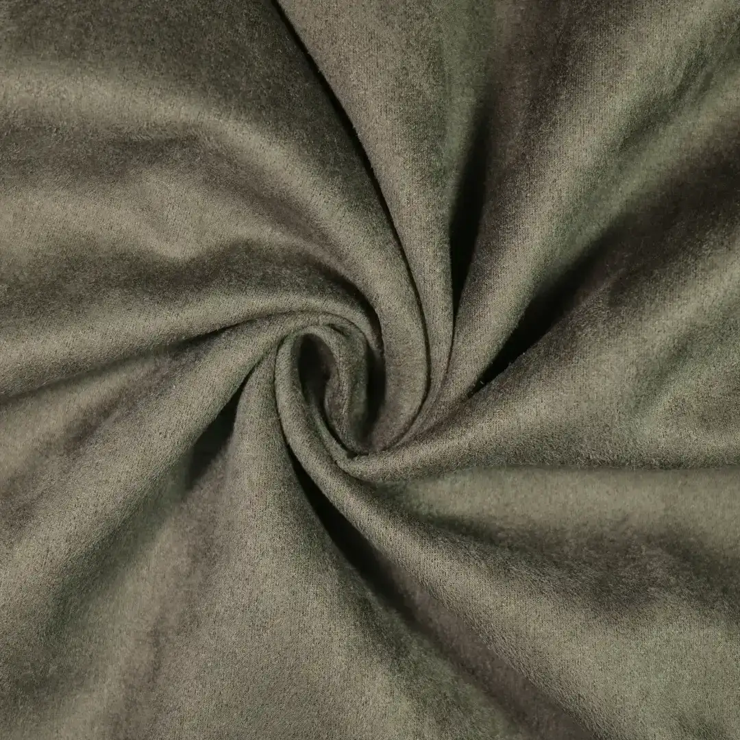 China Fabric for Jackets,Blouse,Trench Coat,Overcoat,Waist coat,Open Waistcoat Suede Knit Fabric Polyester Elastane Military green color buy from China wholesaler bulk order at wholesale price free worldwide shipping Alibaba