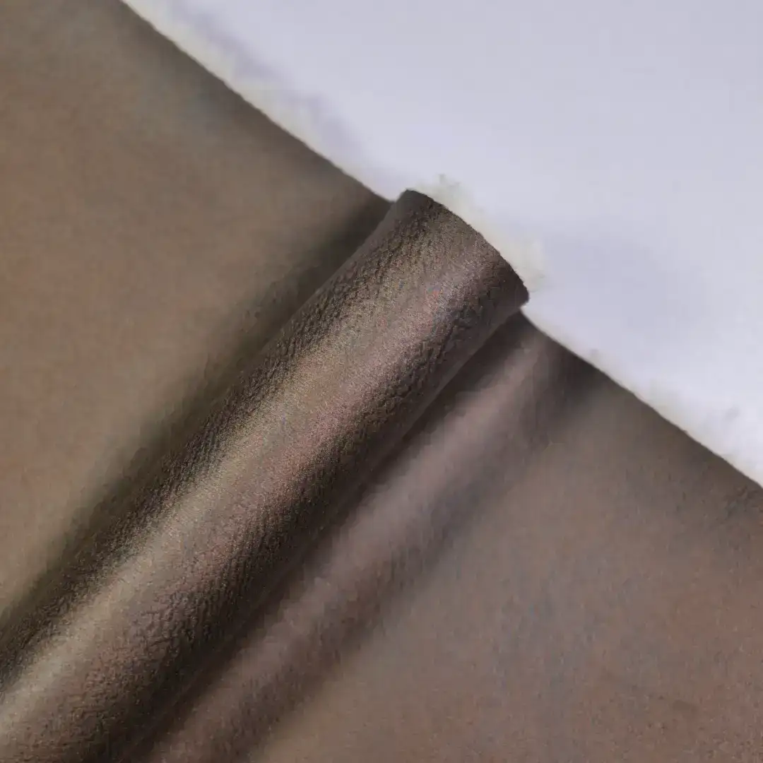 China Fabric for Jackets,Overcoat,Suit,Rain Coat PU bonded sherpa Synthetic Woven Fabric Polyurethane (PU) brown color buy from China wholesaler bulk order at wholesale price free worldwide shipping Alibaba