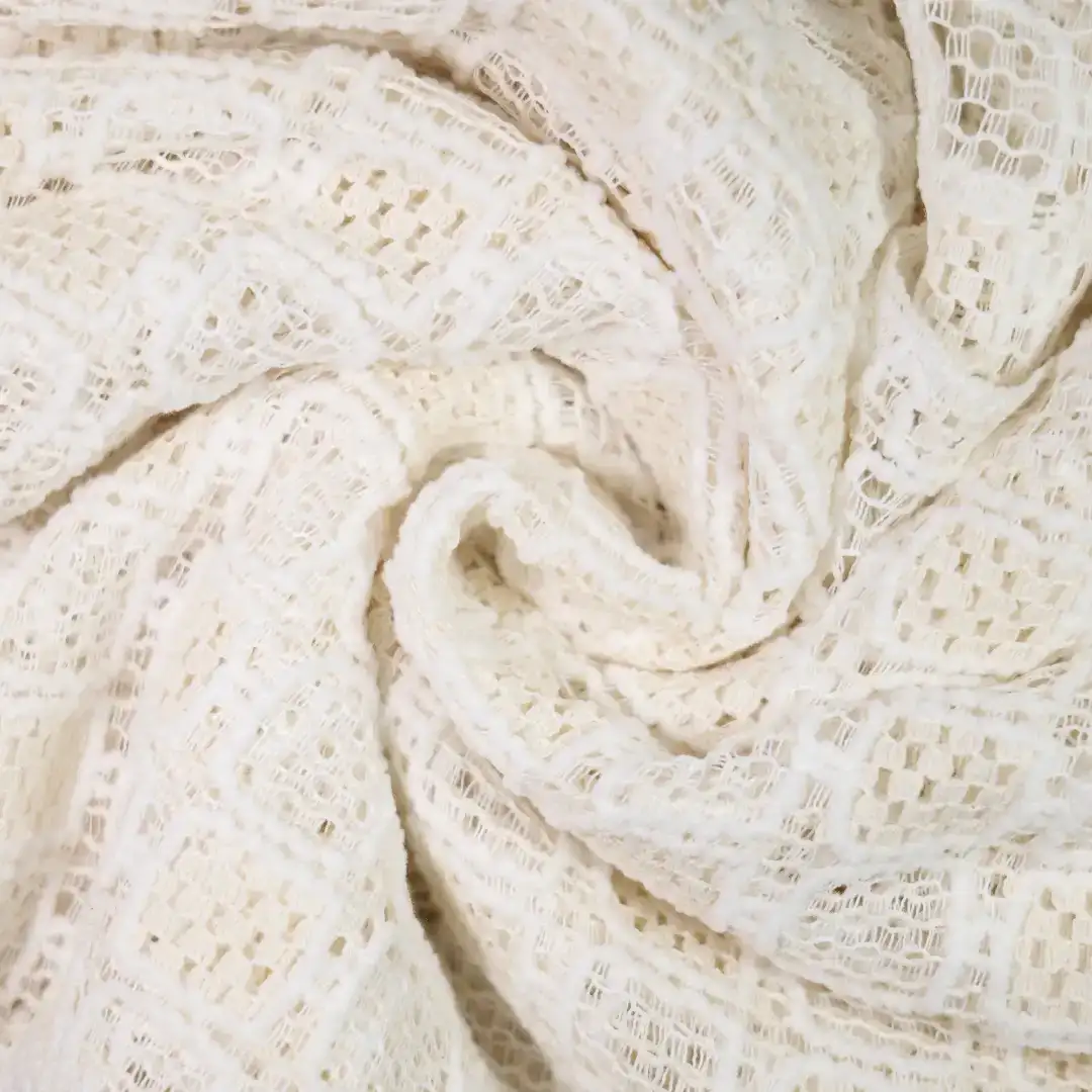 China Fabric for Shirt,Skirt,Sleeveless Sundress,Sleeveless Puffy Mini Dress Lace Knit Fabric Polyester Cotton white color buy from China wholesaler bulk order at wholesale price free worldwide shipping Alibaba