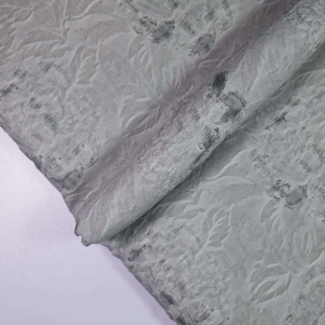 China Fabric for Shirt,Skirt,Backless Beach Dress,Puffball Strappy Dress Jacquard Woven Blended Fabric Rayon Nylon grey color buy from China wholesaler bulk order at wholesale price free worldwide shipping Alibaba