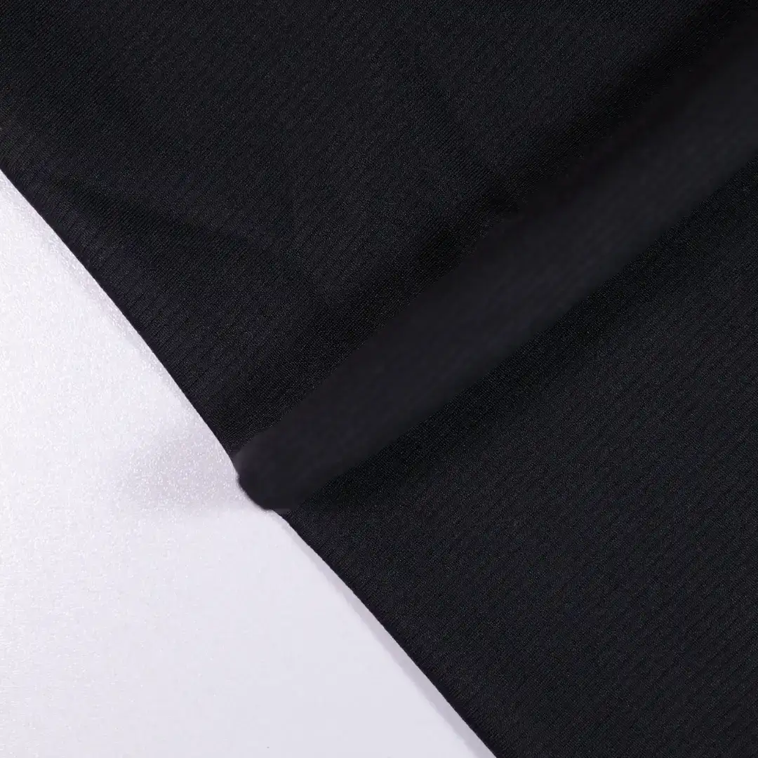 China Fabric for T-Shirt,Skirt,Puffball Strappy Dress Rib Knit Fabric Nylon Spandex black color buy from China wholesaler bulk order at wholesale price free worldwide shipping Alibaba