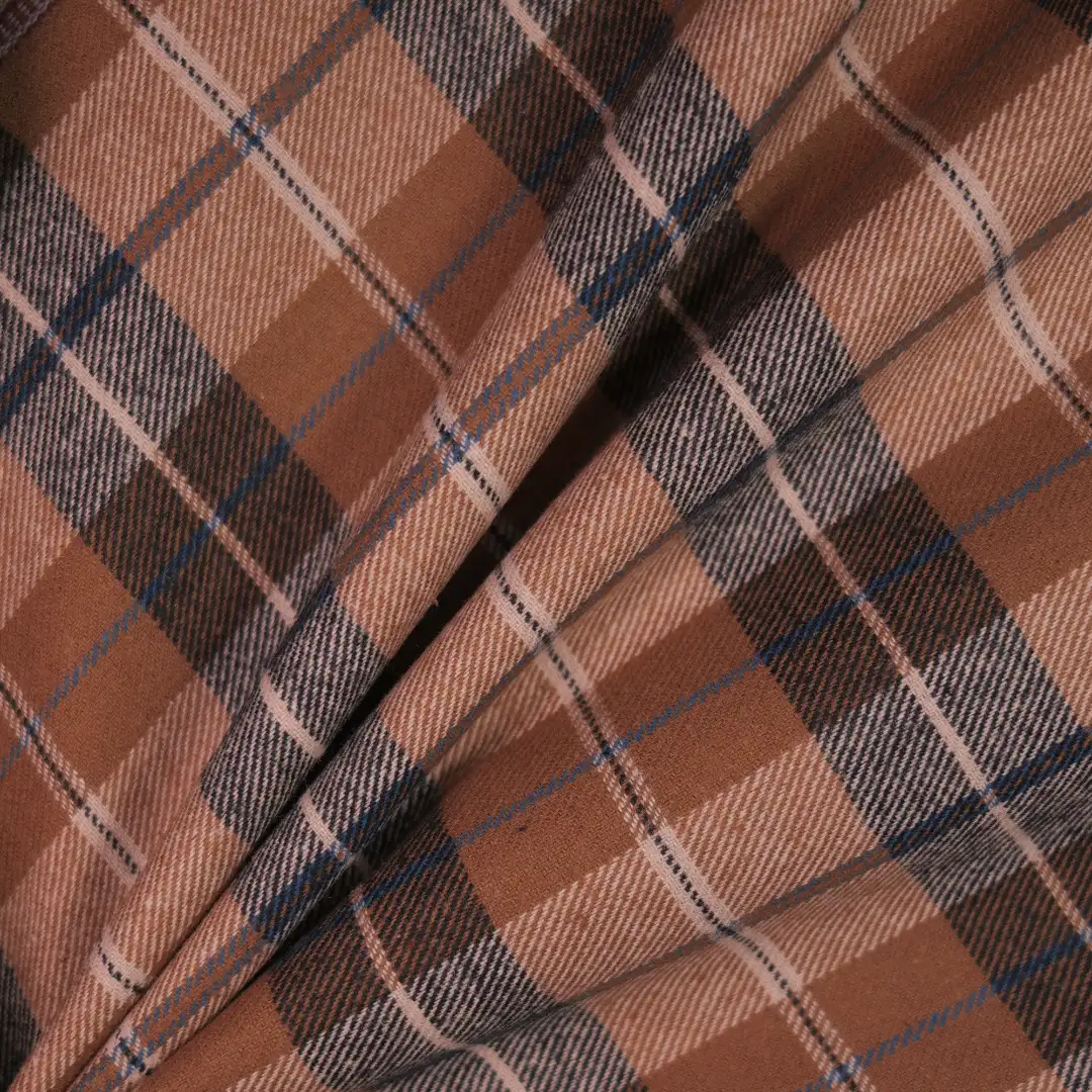 China Fabric for Shirt,Casual Long Sleeve Crop Shirt,Cropped V-Neck Shirt Yarn Dyed Check Natural Woven Fabric Cotton brown color buy from China wholesaler bulk order at wholesale price free worldwide shipping Alibaba