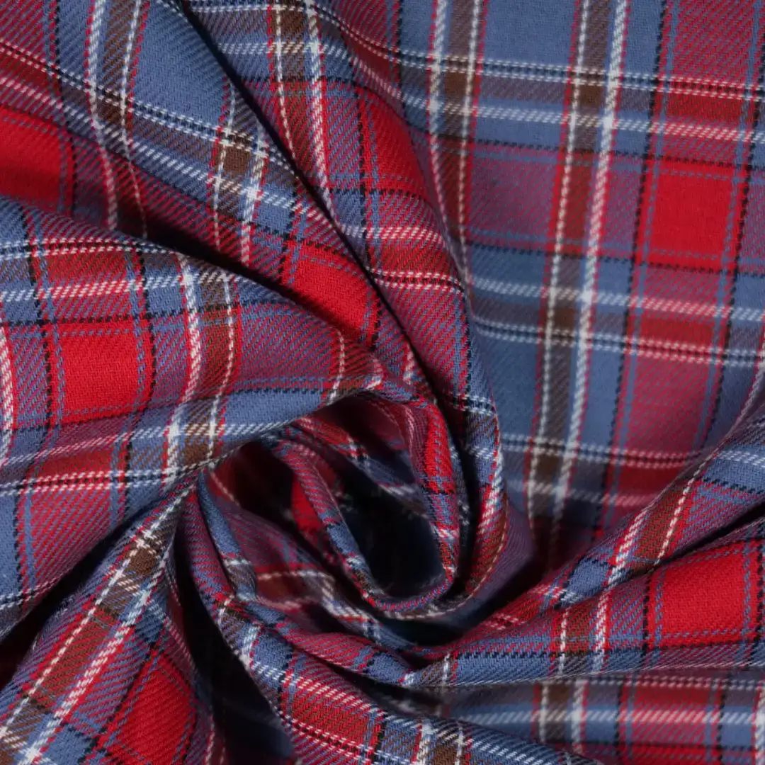 China Fabric for Shirt,Button Half-Placket Long Sleeve Shirt,Womens Slim Fit Shirt Yarn Dyed Check Natural Woven Fabric Cotton red blue color buy from China wholesaler bulk order at wholesale price free worldwide shipping Alibaba