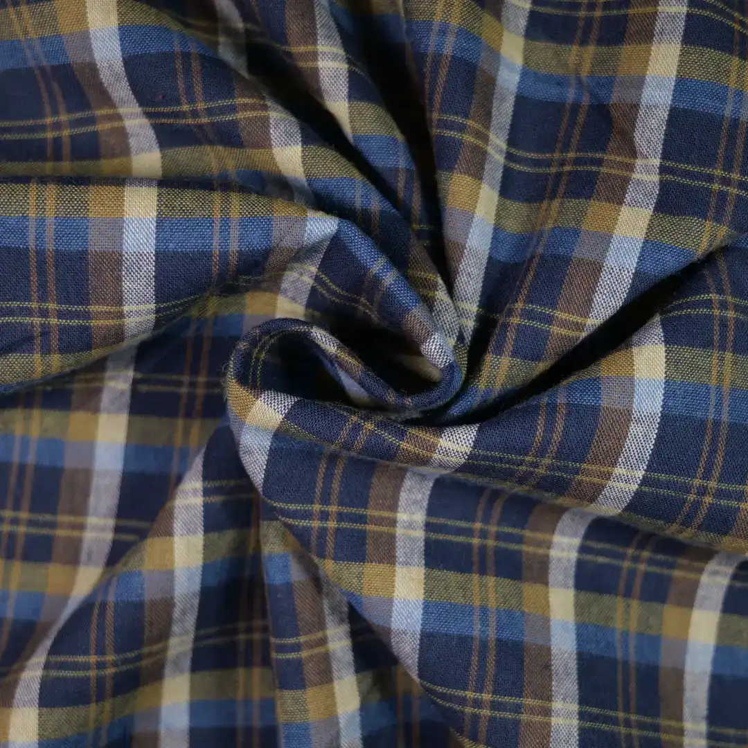 China Fabric for Shirt,Cropped V-Neck Shirt,Ladies  Minimalist Sleeveless Polo Shirt Yarn Dyed Check Natural Woven Fabric Cotton blue brown white color buy from China wholesaler bulk order at wholesale price free worldwide shipping Alibaba