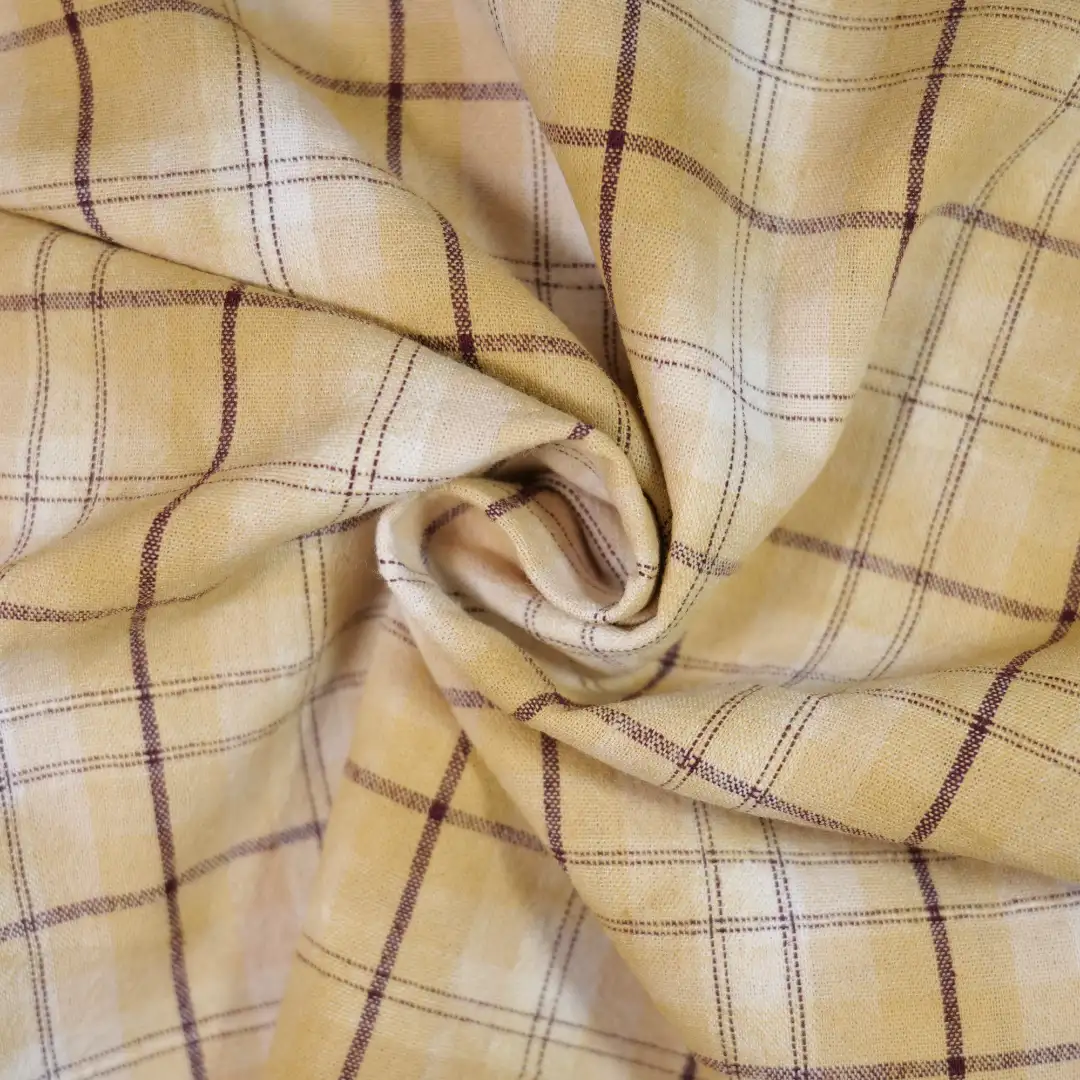 China Fabric for Shirt,Casual Long Sleeve Crop Shirt,Womens Slim Fit Shirt Yarn Dyed Check Natural Woven Fabric Cotton light coffee color buy from China wholesaler bulk order at wholesale price free worldwide shipping Alibaba