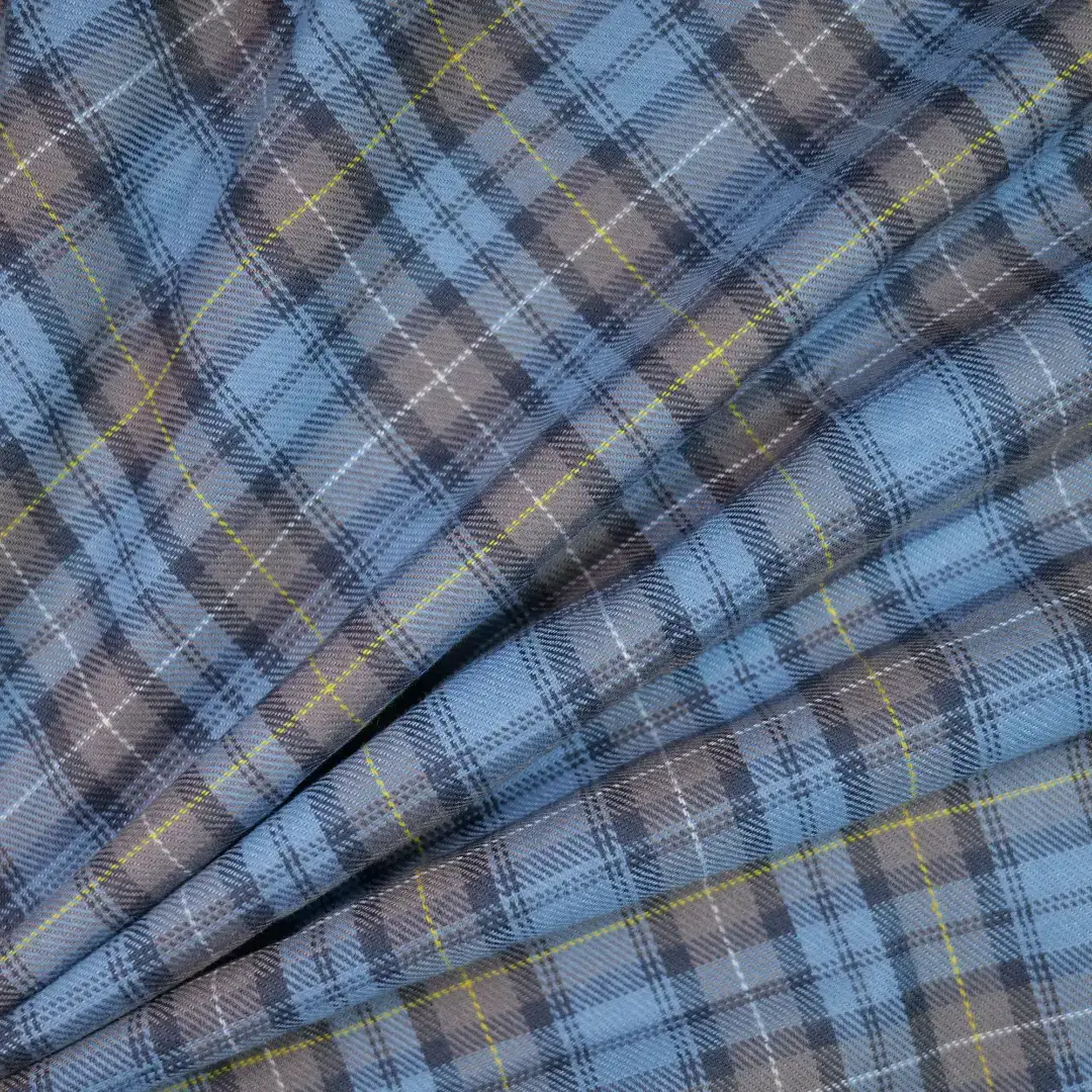 China Fabric for Shirt,Cropped V-Neck Shirt,Stand Collar Double-Breasted Shirt Yarn Dyed Check Natural Woven Fabric Cotton blue grey color buy from China wholesaler bulk order at wholesale price free worldwide shipping Alibaba