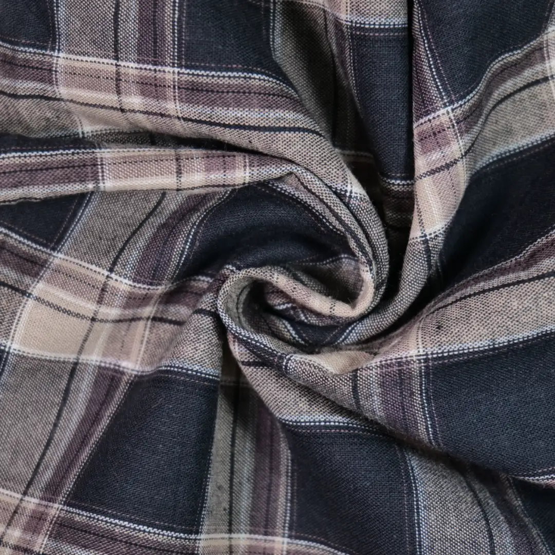 China Fabric for Shirt,Womens Slim Fit Shirt,Womens Stand Collar Shirt Yarn Dyed Check Woven Blended Fabric Cotton Rayon black brown color buy from China wholesaler bulk order at wholesale price free worldwide shipping Alibaba