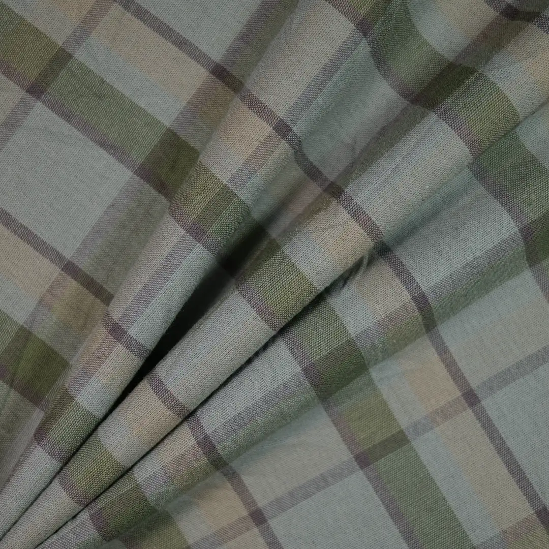 China Fabric for Shirt,Womens Slim Fit Shirt,Womens Stand Collar Shirt Yarn Dyed Check Natural Woven Fabric Cotton green color buy from China wholesaler bulk order at wholesale price free worldwide shipping Alibaba