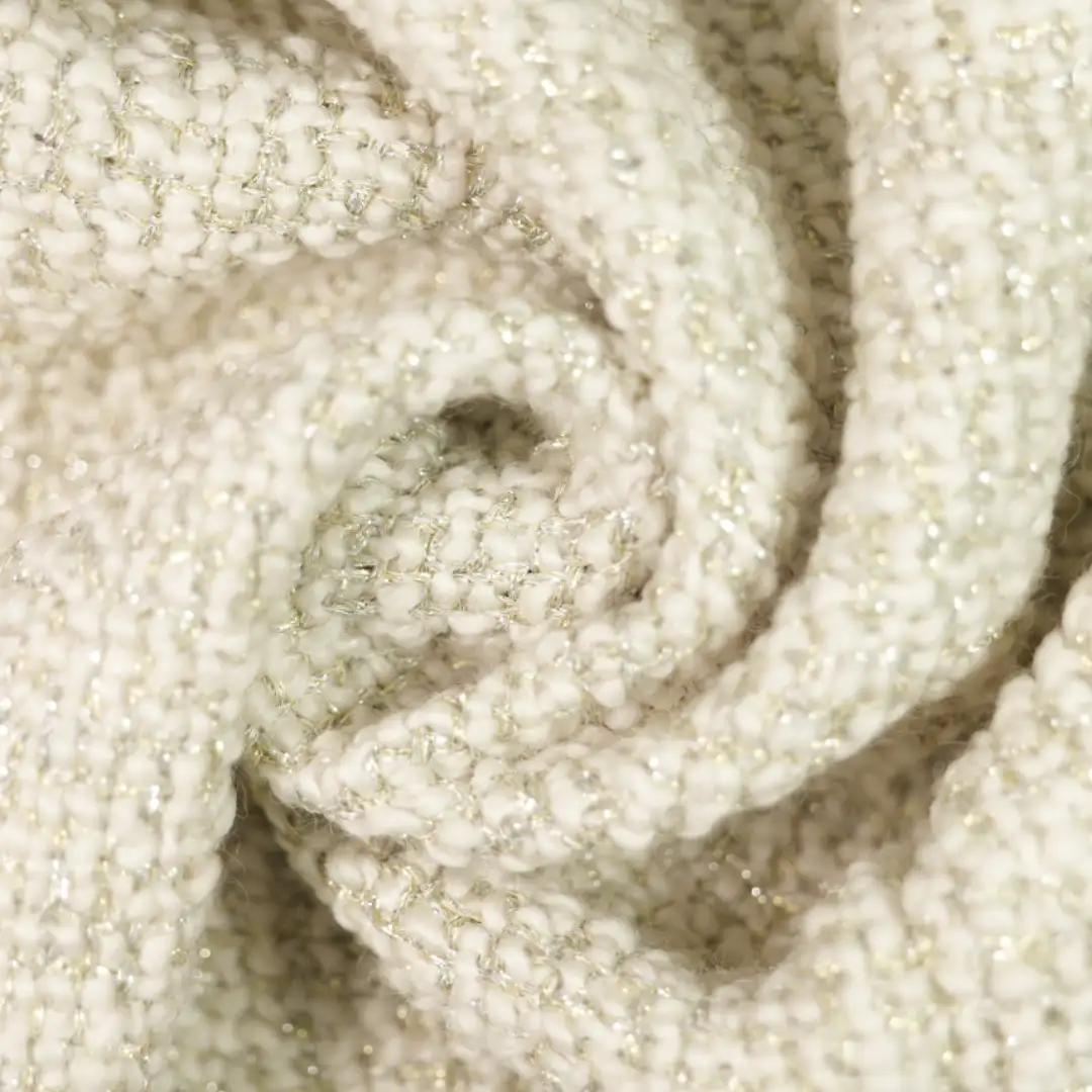 China Fabric for Hoodie  (Sweater),Dresses (Cardigan Open) (Sweater),Kids Crew-Neck Cardigan (Sweater) Chanel-Style Fabric Woolen Wool Polyester white color buy from China wholesaler bulk order at wholesale price free worldwide shipping Alibaba