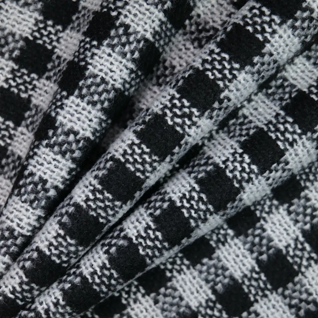 China Fabric for Jackets,Blazer,Overcoat,Open Waistcoat Yarn Dyed Check Synthetic Woven Fabric Polyester Chemical Fiber white black color buy from China wholesaler bulk order at wholesale price free worldwide shipping Alibaba