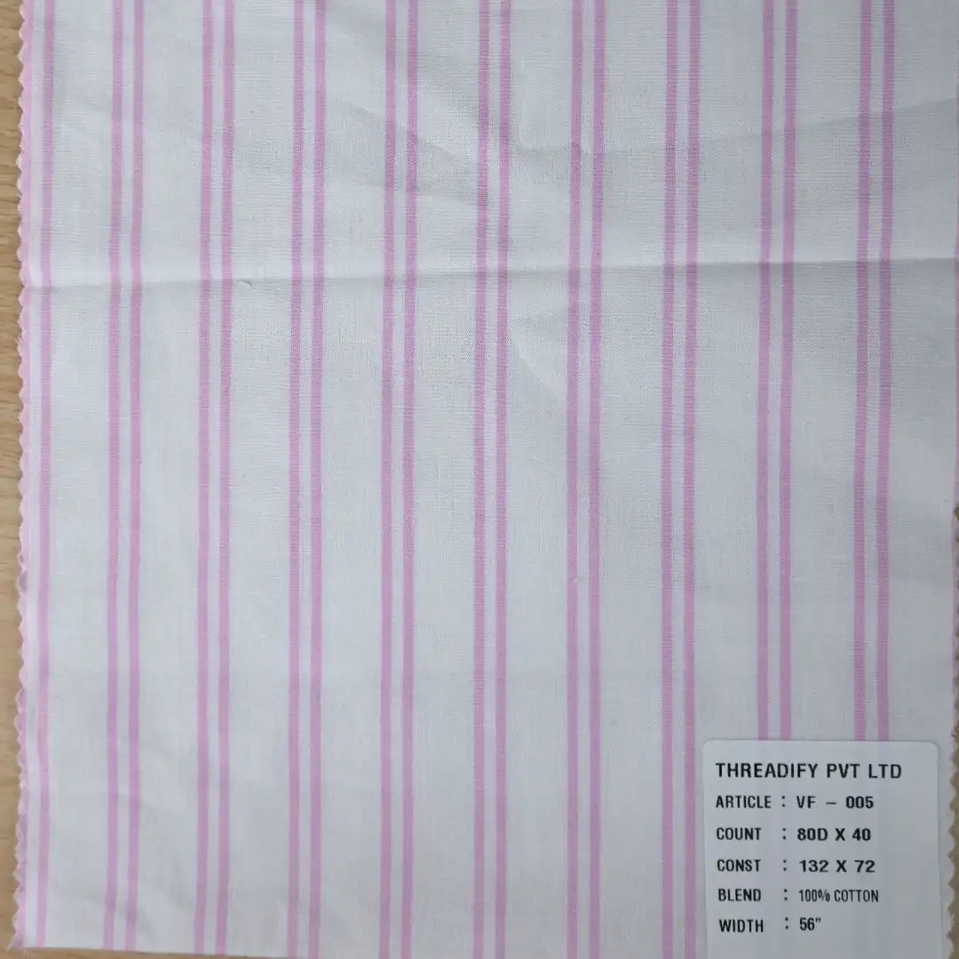 India Fabric for Shirt Cotton Plain Natural Woven Fabric cotton White Pink Stripe color buy from India wholesaler bulk order at wholesale price free worldwide shipping Alibaba