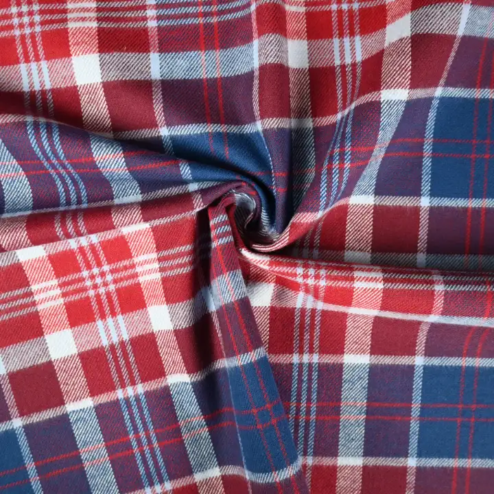 India Fabric for Shirt Cotton YD Flannel Natural Woven Fabric cotton Red blue check color buy from India wholesaler bulk order at wholesale price free worldwide shipping Alibaba