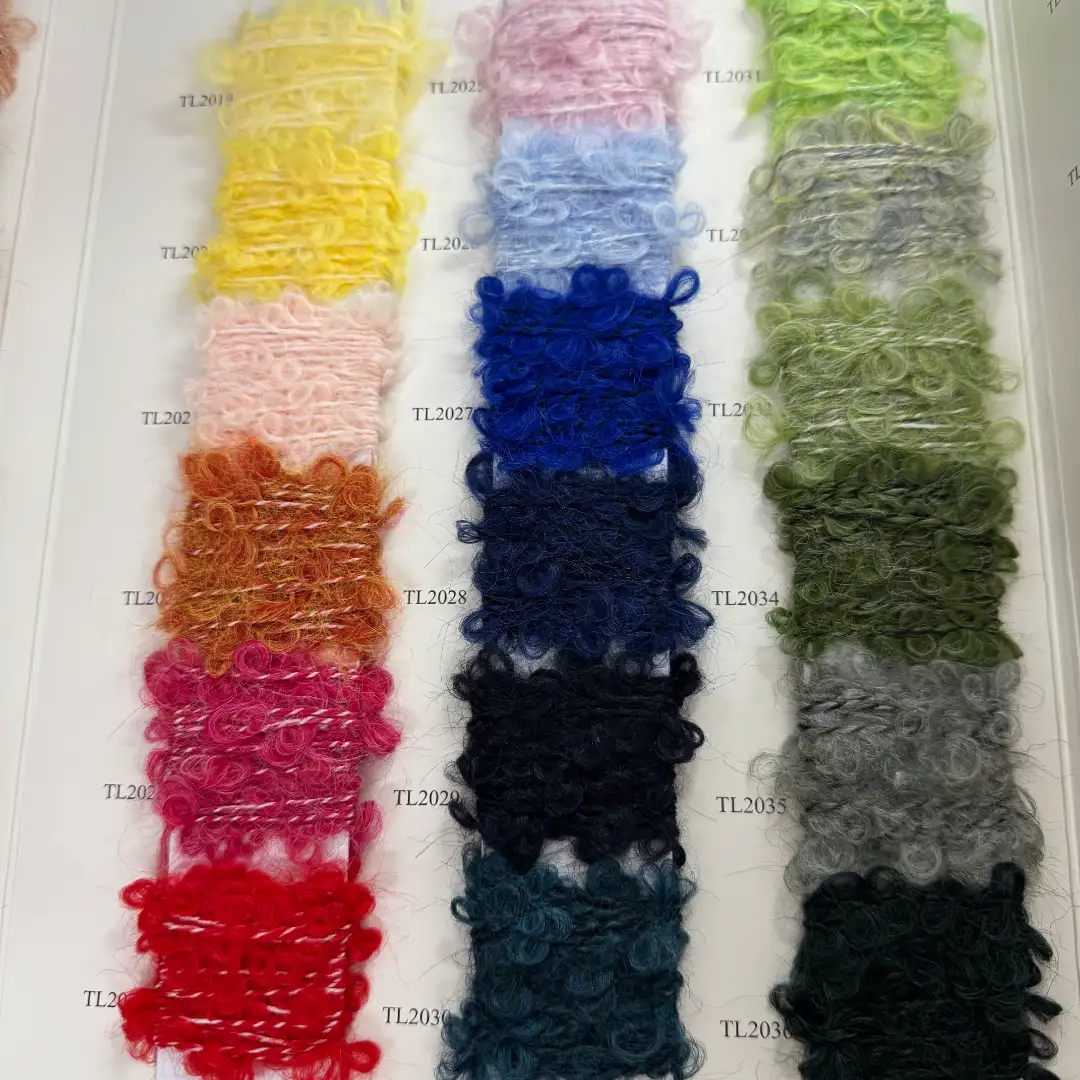 China Yarn for Ladies Vest (Sweater),Men’s Vest (Sweater),Open Cardigan (Sweater),Crew Neck Pullover (Sweater),Crop Top Pullover (Sweater) Boucle Yarn Fancy Yarn Polyester Acrylic Wool Colorful color buy from China wholesaler bulk order at wholesale price free worldwide shipping Alibaba