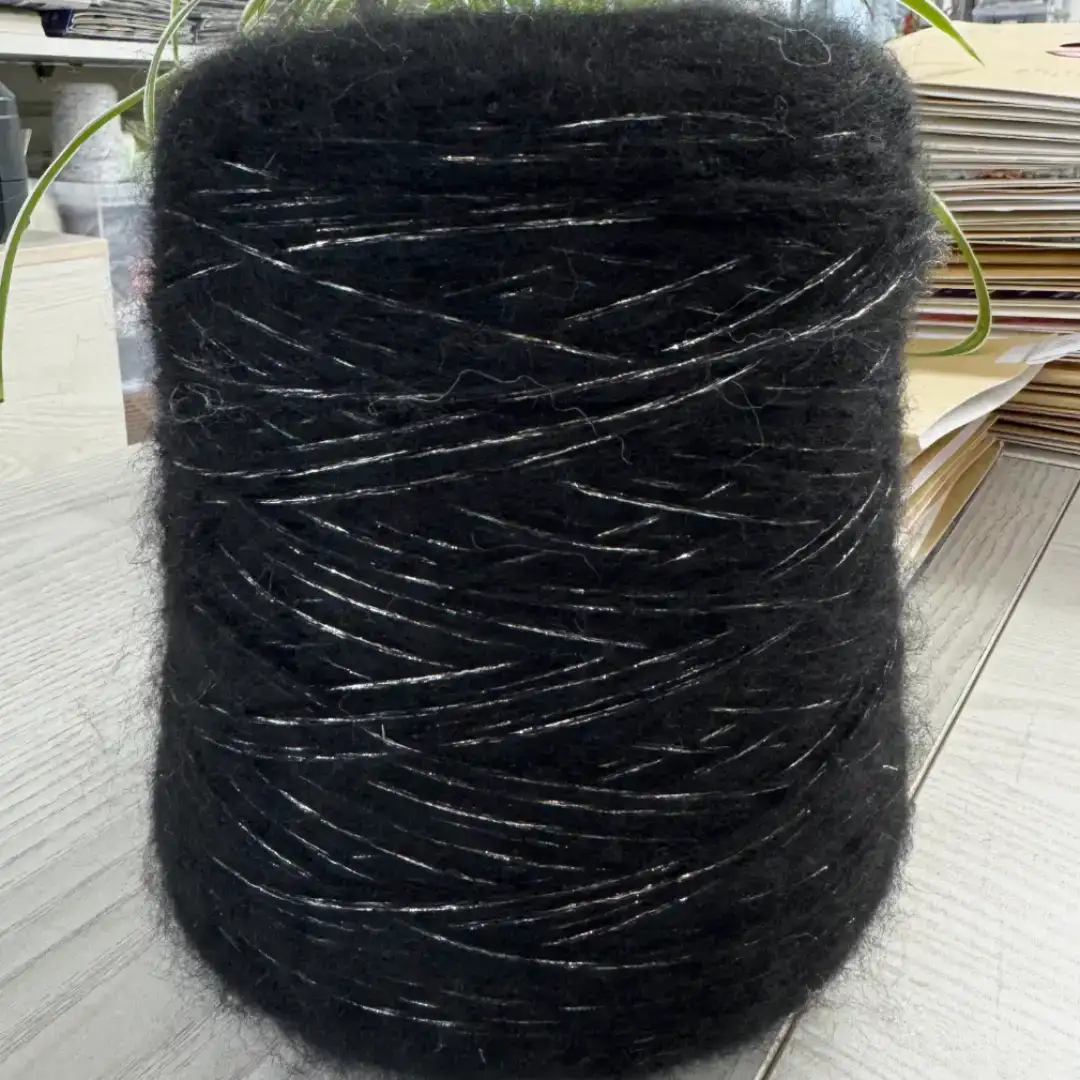 China Yarn for Ladies Vest (Sweater),Men’s Vest (Sweater),Open Cardigan (Sweater),Half-Zipper Cardigan (Sweater),Crew Neck Pullover (Sweater),Crop Top Pullover (Sweater) Air Spun Yarn Fancy Yarn Acrylic Polyester Lurex Black color buy from China wholesaler bulk order at wholesale price free worldwide shipping Alibaba