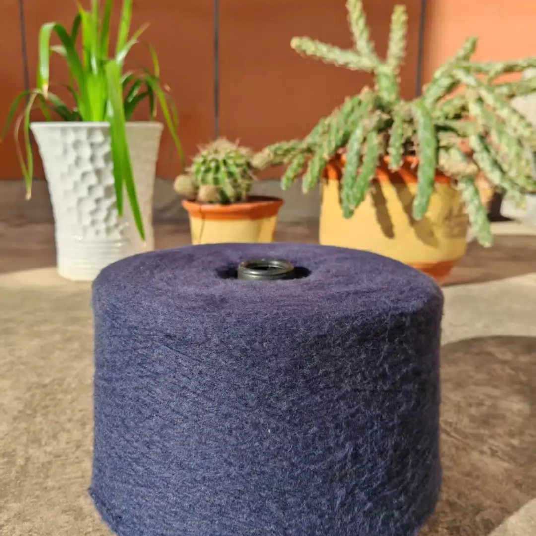 China Yarn for Open Cardigan (Sweater),Full-Zipper Cardigan (Sweater),Half-Zipper Cardigan (Sweater) Mossy Yarn Fancy Yarn Recycled Polyester Acrylic Wool Spandex navy blue color buy from China wholesaler bulk order at wholesale price free worldwide shipping Alibaba