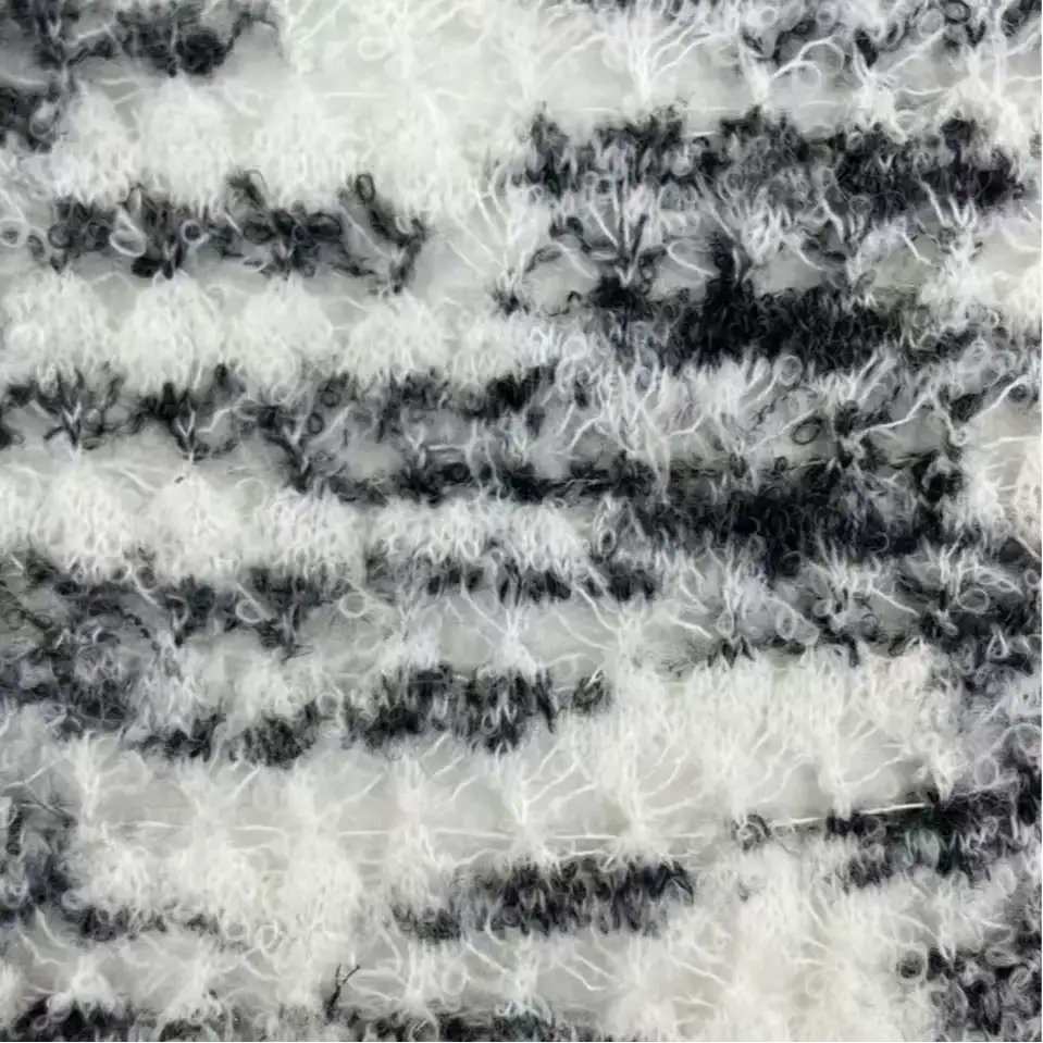 China Yarn for Ladies Vest (Sweater),U-Neck Cardigan (Sweater),Kids Ruffled Edge Jumper (Sweater) Boucle Yarn Fancy Yarn Polyester Nylon Acrylic Wool White+BLACK color buy from China wholesaler bulk order at wholesale price free worldwide shipping Alibaba