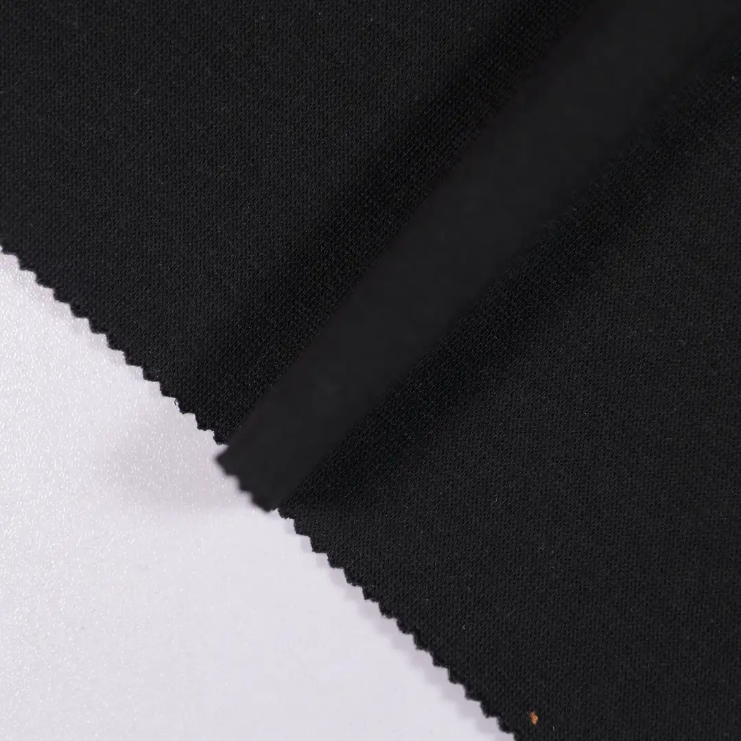 China Fabric for Hoodie Fleece Knit Fabric BCI Cotton Recycled Polyester Spandex black color buy from China wholesaler bulk order at wholesale price free worldwide shipping Alibaba