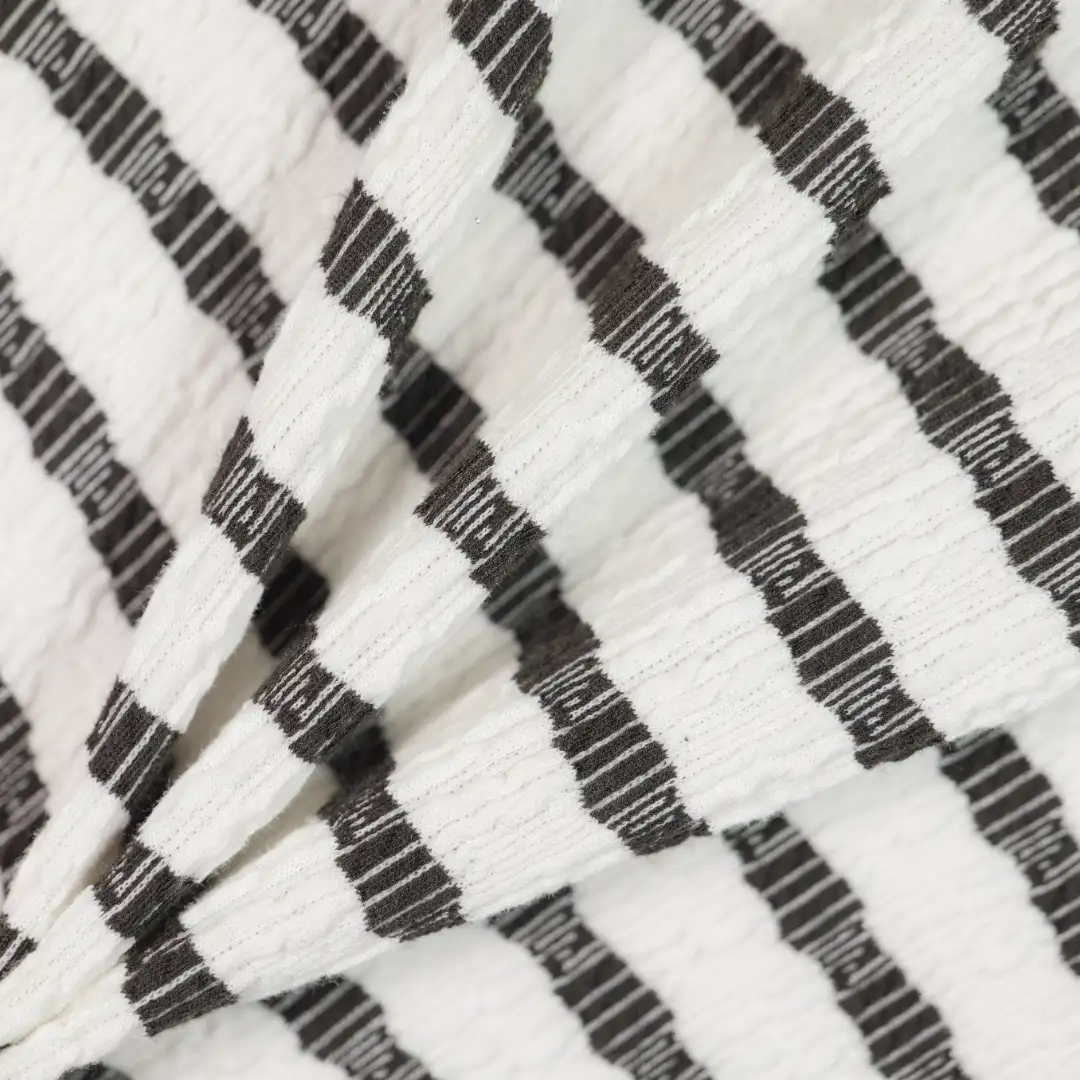 China Fabric for T-Shirt,Polo Shirt,Sleeveless Sundress,Puff Sleeve Ruched Dress Jacquard Knit Fabric Cotton Polyester Spandex white&black color buy from China wholesaler bulk order at wholesale price free worldwide shipping Alibaba