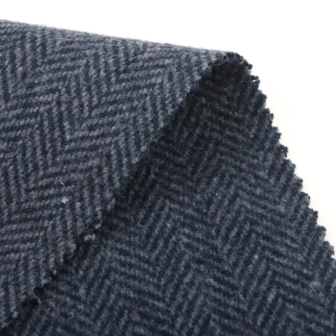 China Fabric for Jackets,Trench Coat,Overcoat Woolen Herringbone Woolen Polyester NAVY color buy from China wholesaler bulk order at wholesale price free worldwide shipping Alibaba
