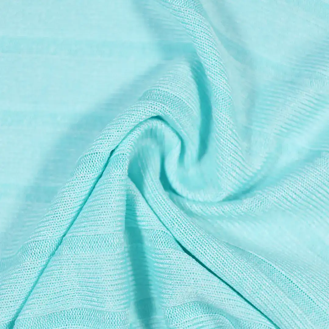 China Fabric for T-Shirt,Over Shirt,Backless Beach Dress Rib Knit Fabric Polyester Spandex cyan color buy from China wholesaler bulk order at wholesale price free worldwide shipping Alibaba
