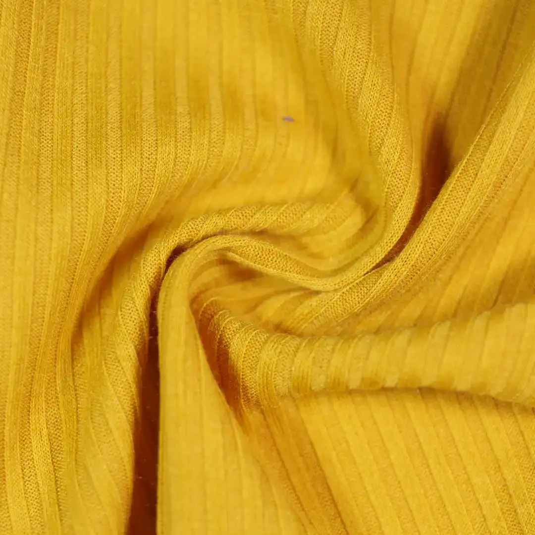 China Fabric for T-Shirt,Backless Beach Dress,Long Sleeve Base Layer Top Rib Knit Fabric Polyester Spandex yellow color buy from China wholesaler bulk order at wholesale price free worldwide shipping Alibaba