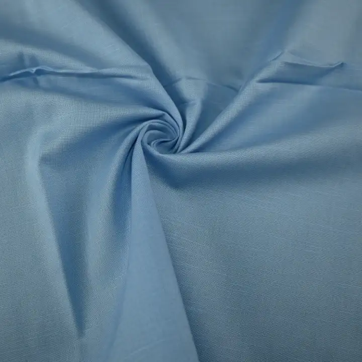 India Fabric for Shirt Cotton Plain Natural Woven Fabric COTTON BLUE color buy from India wholesaler bulk order at wholesale price free worldwide shipping Alibaba