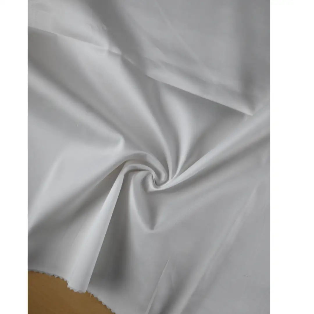 India Fabric for Shirt Cotton Plain Natural Woven Fabric COTTON SPANDEX WHITE color buy from India wholesaler bulk order at wholesale price free worldwide shipping Alibaba