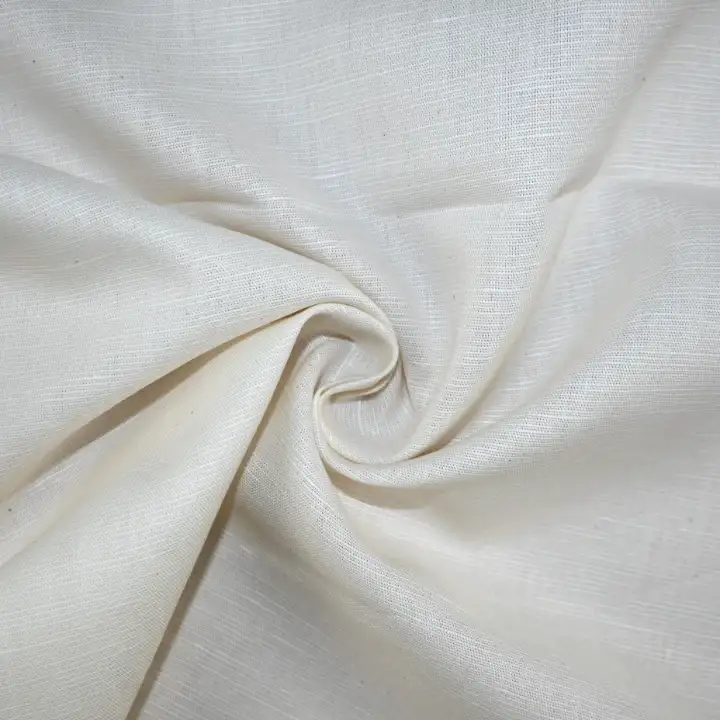 India Fabric for Shirt Cotton Plain Natural Woven Fabric COTTON LINEN OFF WHITE color buy from India wholesaler bulk order at wholesale price free worldwide shipping Alibaba