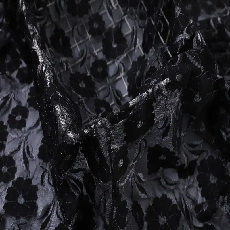 China Fabric for Shirt,Blouse,Skirt Lace Knit Fabric Nylon Spandex Lurex black color buy from China wholesaler bulk order at wholesale price free worldwide shipping Alibaba