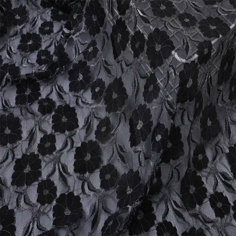 China Fabric for Shirt,Blouse,Skirt Lace Knit Fabric Nylon Spandex Lurex black color buy from China wholesaler bulk order at wholesale price free worldwide shipping Alibaba