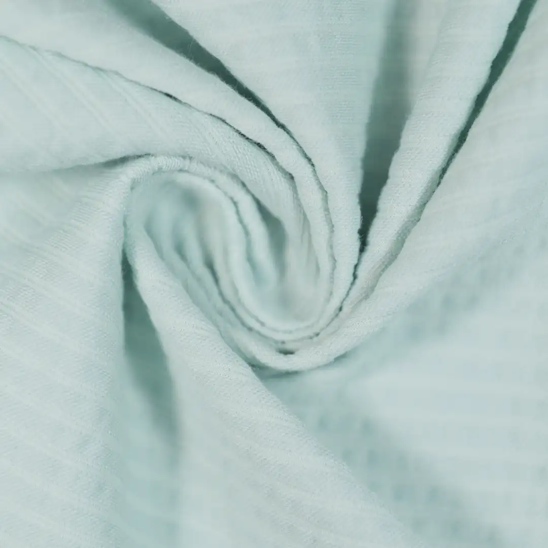 China Fabric for Loungewear Jacquard Knit Fabric Cotton Polyester green color buy from China wholesaler bulk order at wholesale price free worldwide shipping Alibaba