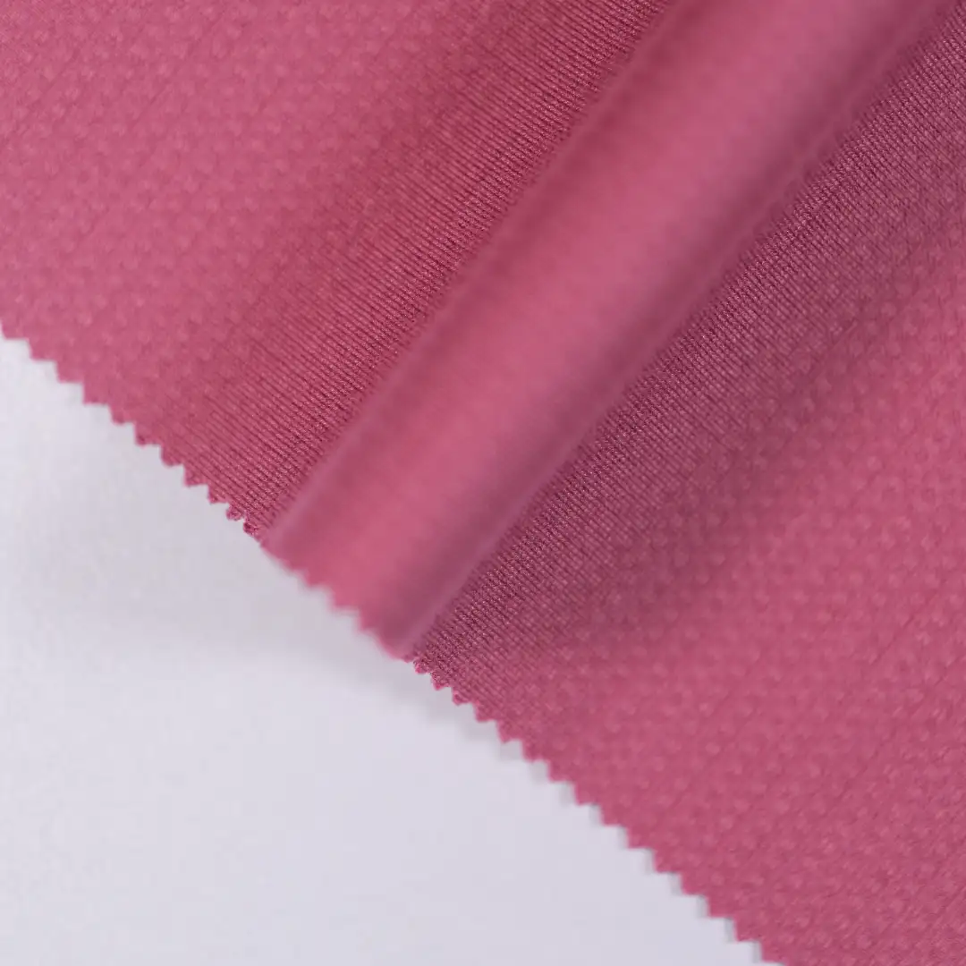 China Fabric for Loungewear Jacquard Knit Fabric Rayon Nylon Spandex Dark pink color buy from China wholesaler bulk order at wholesale price free worldwide shipping Alibaba