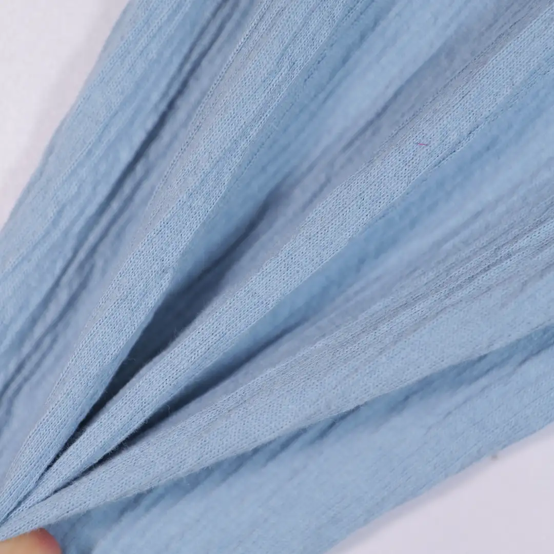 China Fabric for Loungewear Crepe Knit Fabric Cotton Polyester Spandex blue color buy from China wholesaler bulk order at wholesale price free worldwide shipping Alibaba