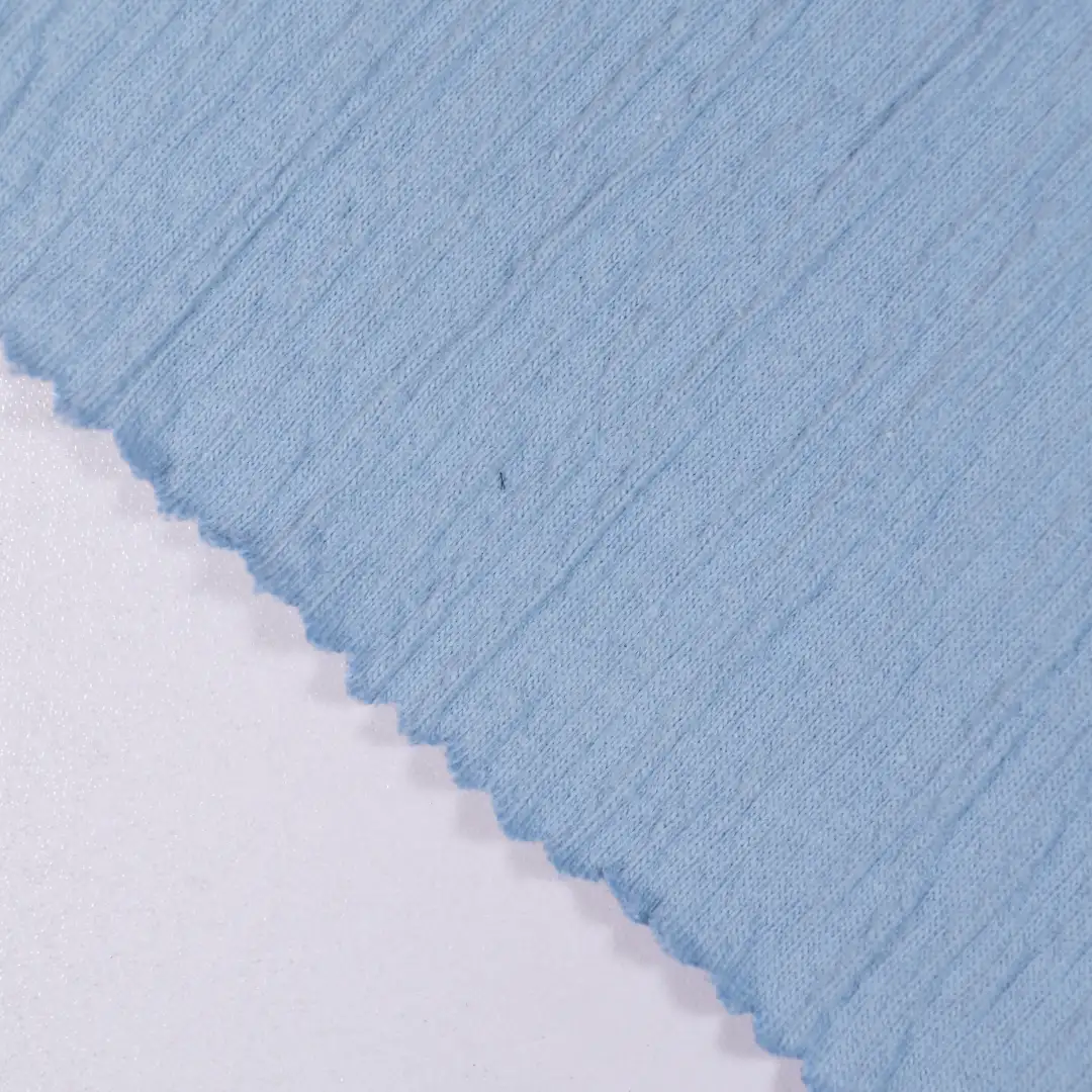 China Fabric for Loungewear Crepe Knit Fabric Cotton Polyester Spandex blue color buy from China wholesaler bulk order at wholesale price free worldwide shipping Alibaba