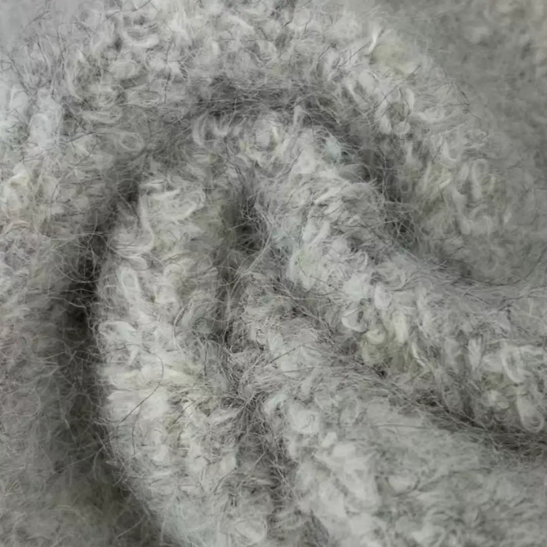 China Yarn for Open Cardigan (Sweater),Round Neck Pullover (Sweater),Roll Neck Jumper (Sweater),Boys Collar Cardigan (Sweater),Mens V-Neck Jumper (Sweater),Girls Stand Collar Bomber Jacket Boucle Yarn Fancy Yarn Wool Polyester Nylon Recycled Polyester Spandex Grey white color buy from China wholesaler bulk order at wholesale price free worldwide shipping Alibaba