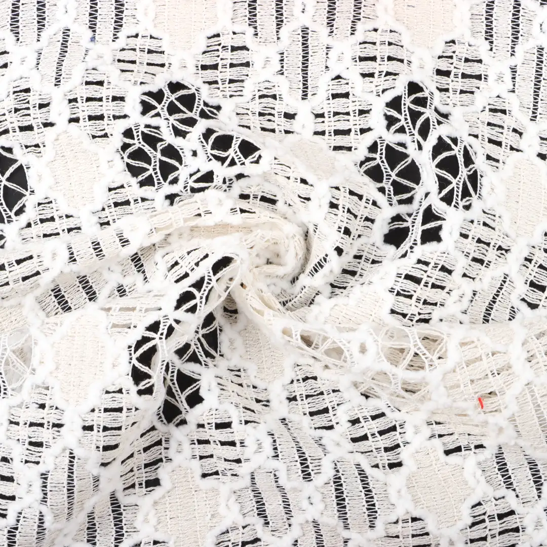 China Fabric for Shirt,Tank Top,Blouse,Skirt,Shorts Lace Knit Fabric Polyester Cotton off-white color buy from China wholesaler bulk order at wholesale price free worldwide shipping Alibaba