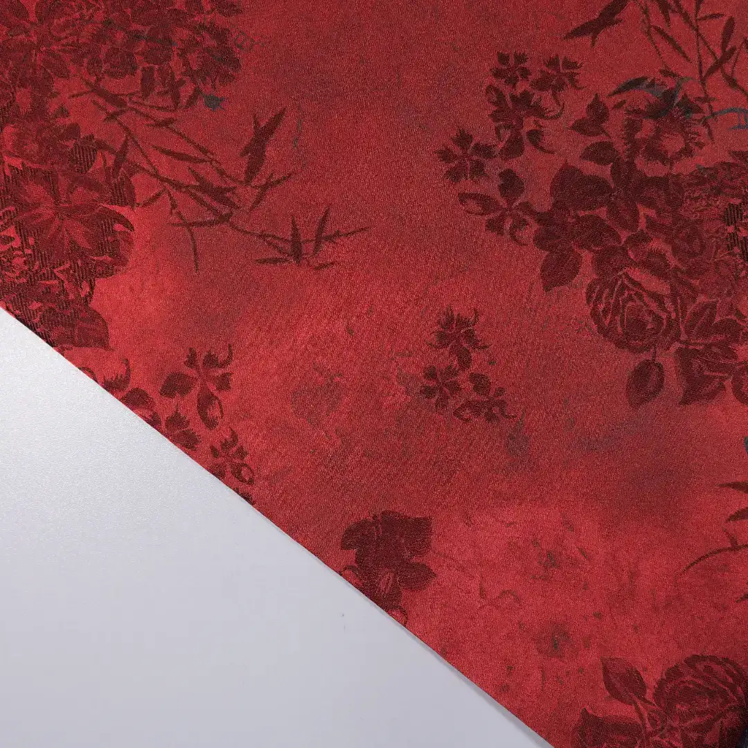 China Fabric for Shirt,Skirt Jacquard Woven Blended Fabric Viscose Polyester red color buy from China wholesaler bulk order at wholesale price free worldwide shipping Alibaba