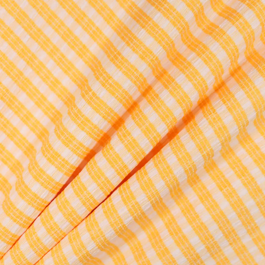 China Fabric for Shirt,Skirt,Puff Sleeve Ruched Dress,Puffball Strappy Dress Yarn-dyed fabric Knit Fabric Spandex Polyester yellow color buy from China wholesaler bulk order at wholesale price free worldwide shipping Alibaba