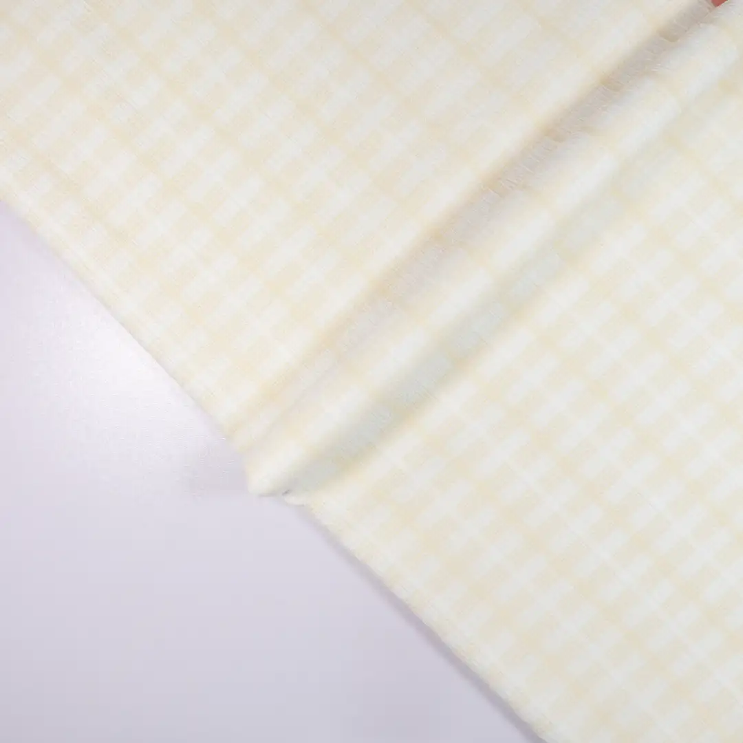 China Fabric for Shirt,Skirt,Sleeveless Waist Shirt,Casual Long Sleeve Crop Shirt,Cropped V-Neck Shirt,Backless Beach Dress Crepe Knit Fabric Polyester Spandex light yellow color buy from China wholesaler bulk order at wholesale price free worldwide shipping Alibaba