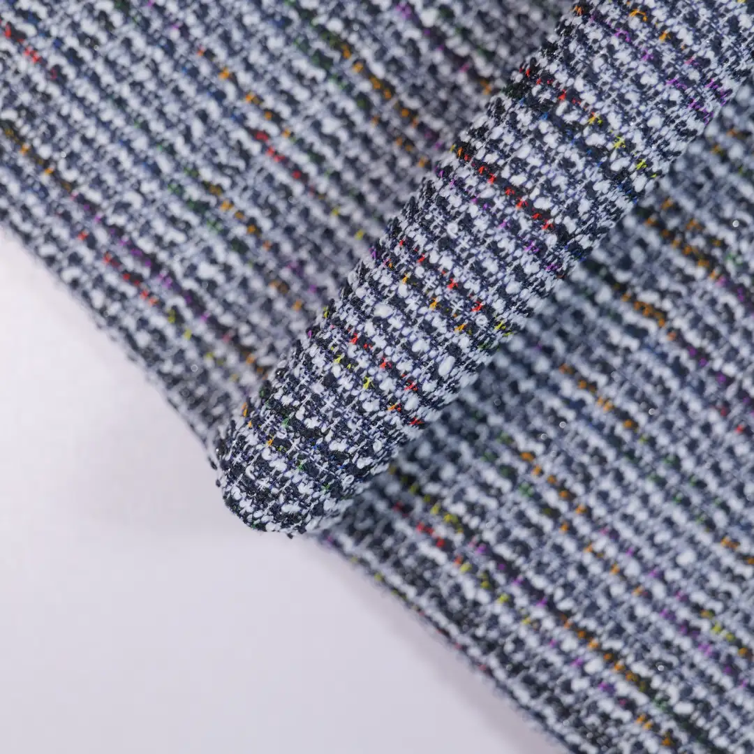 China Fabric for Skirt,Kids Peter Pan Collar Dress,Ruffle Shirt Dress,Strap Midi Dress Jacquard Knit Fabric Polyester Spandex Lurex navy color buy from China wholesaler bulk order at wholesale price free worldwide shipping Alibaba