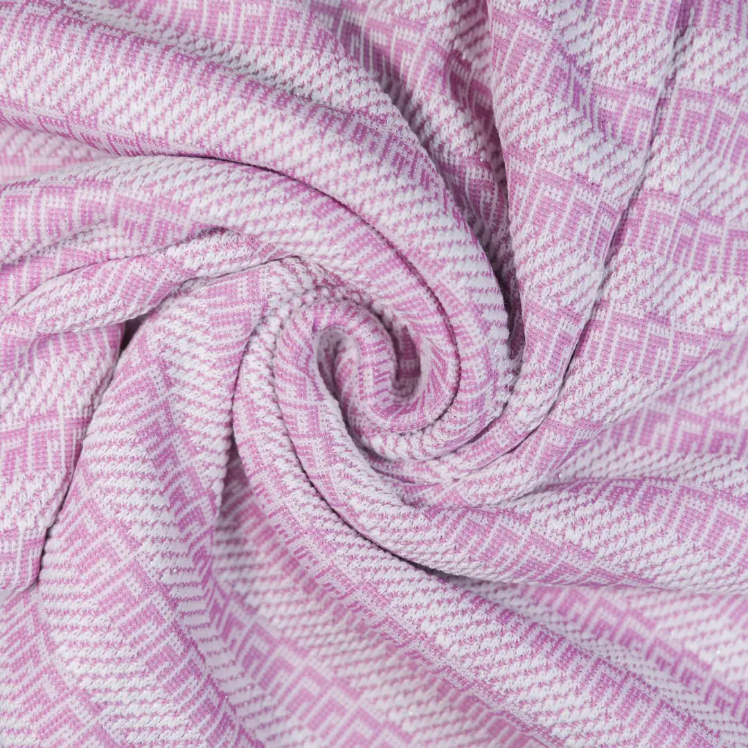 China Fabric for Skirt,Hoodie,Womens Adjustable Strap Midi Pinafore Dress,Womens Asymmetrical Ruffled Skirt,Womens Belted Balloon Skirt Yarn-dyed fabric Knit Fabric Polyester Spandex Lurex pink color buy from China wholesaler bulk order at wholesale price free worldwide shipping Alibaba