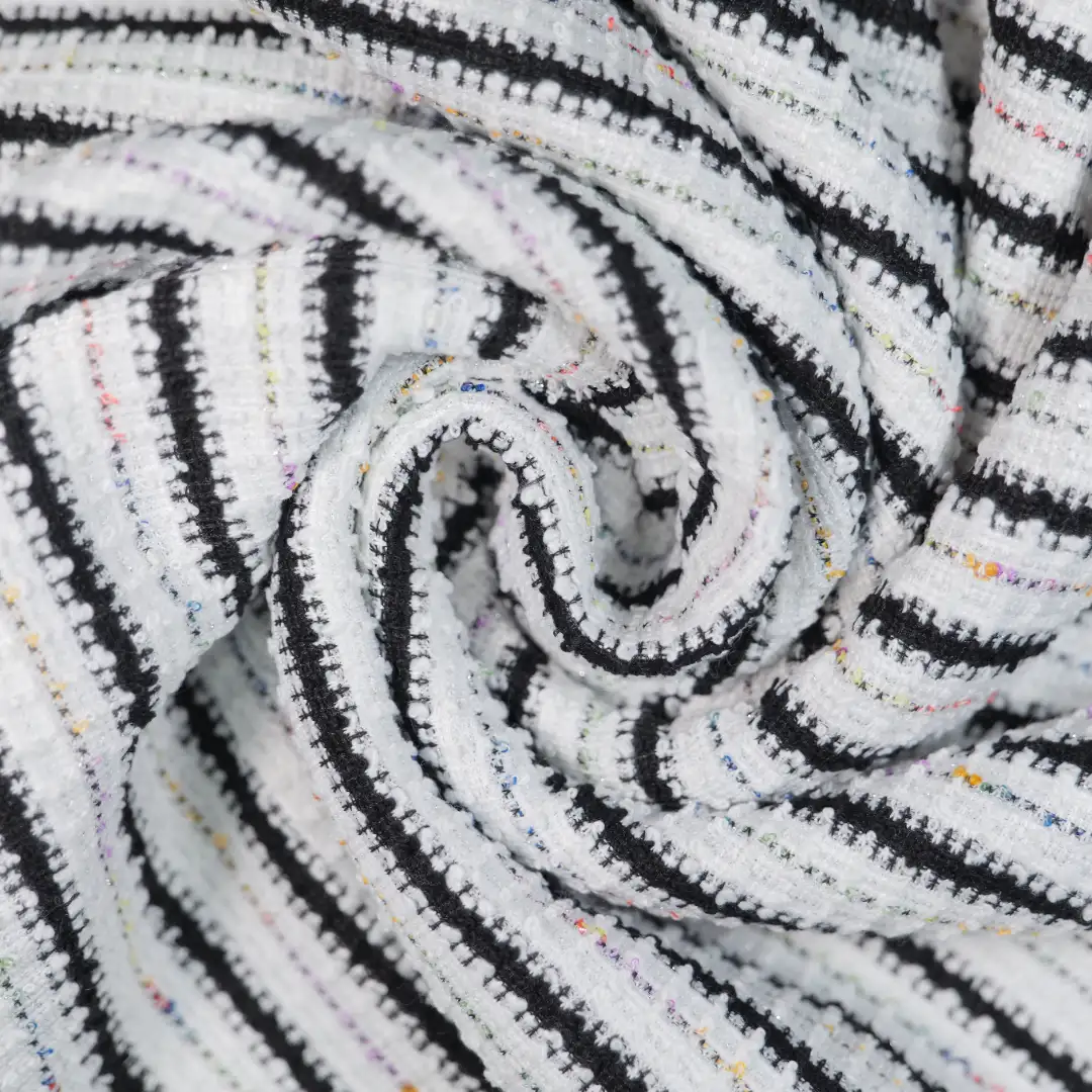 China Fabric for Skirt,Suit,Wide Leg Trousers Yarn-dyed fabric Knit Fabric Polyester Spandex Rayon Lurex Nylon stripe color buy from China wholesaler bulk order at wholesale price free worldwide shipping Alibaba