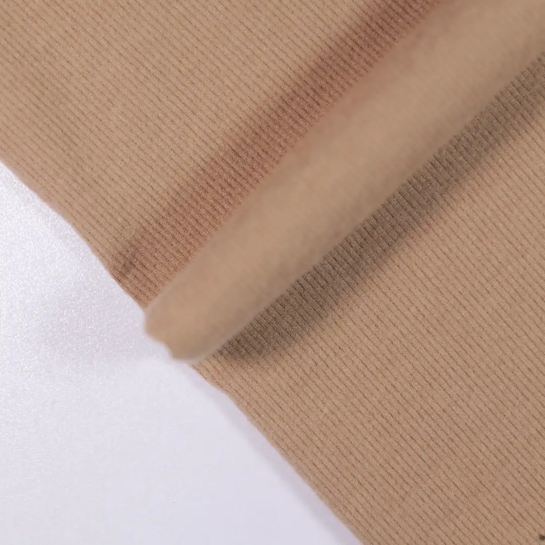 China Fabric for Jackets,Tracksuits,Sports Bras,Interlining Rib Knit Fabric Polyester Spandex khaki color buy from China wholesaler bulk order at wholesale price free worldwide shipping Alibaba