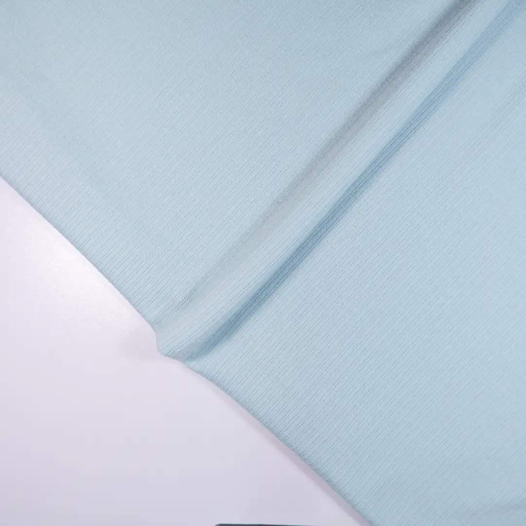 China Fabric for Sports Bras,Interlining,Sleeveless Sundress,Strap Midi Dress Rib Knit Fabric Rayon Polyester Spandex blue color buy from China wholesaler bulk order at wholesale price free worldwide shipping Alibaba