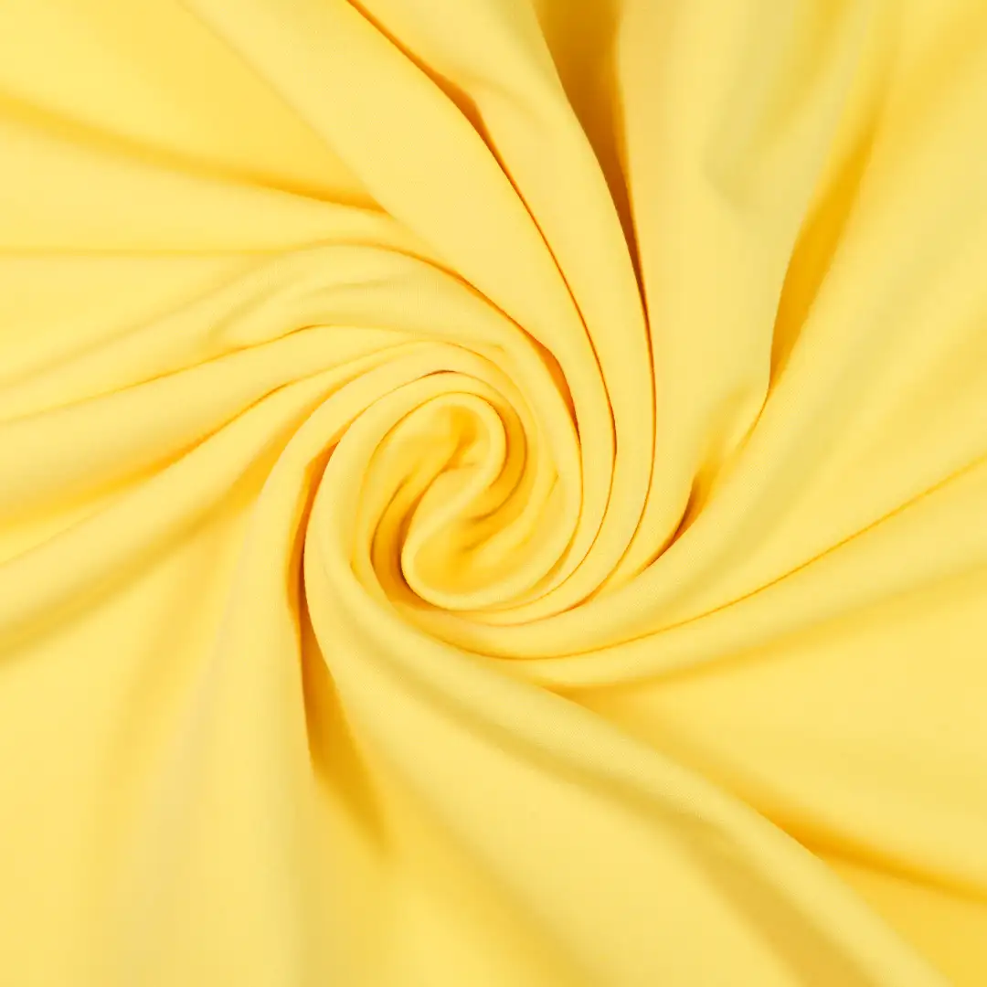 China Fabric for Skirt,Hoodie,Wide Leg Trousers Single Jersey Knit Fabric Polyester Spandex yellow color buy from China wholesaler bulk order at wholesale price free worldwide shipping Alibaba