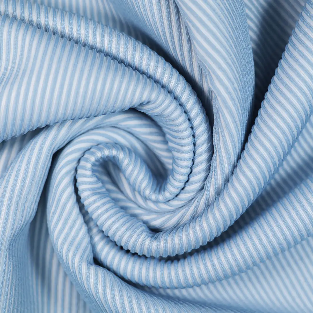 China Fabric for Hoodie,Shirt Half Sleeve Button (Sweater),Chino Rib Knit Fabric Polyester Spandex PET blue color buy from China wholesaler bulk order at wholesale price free worldwide shipping Alibaba