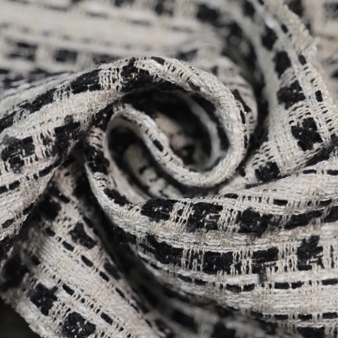 China Fabric for Jackets,Skirt Chanel-Style Fabric Woolen Polyester Rayon white black color buy from China wholesaler bulk order at wholesale price free worldwide shipping Alibaba