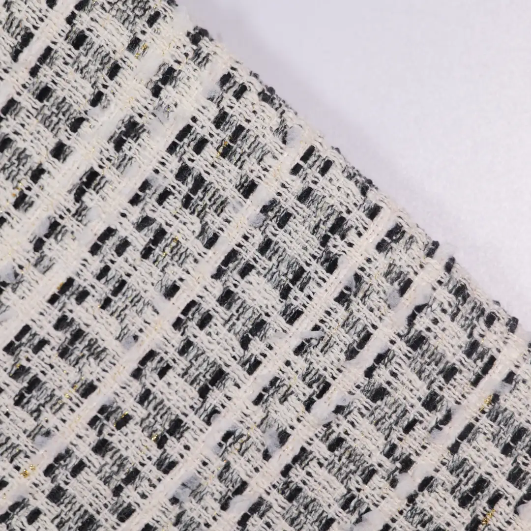China Fabric for Jackets,Skirt Chanel-Style Fabric Woolen Polyester Rayon white black color buy from China wholesaler bulk order at wholesale price free worldwide shipping Alibaba