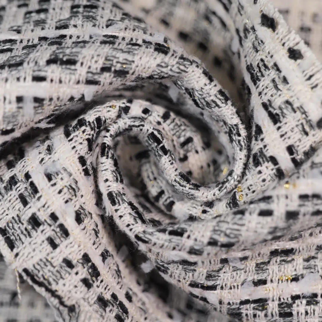 China Fabric for Jackets,Skirt Chanel-Style Fabric Woolen Polyester Rayon white black color buy from China wholesaler bulk order at wholesale price free worldwide shipping Alibaba