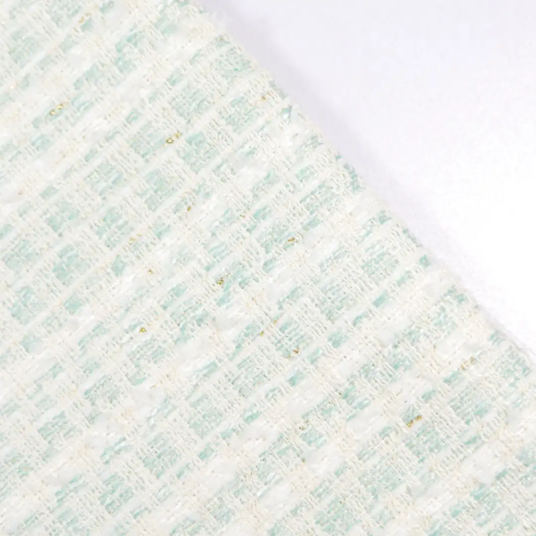 China Fabric for Skirt,Overcoat Chanel-Style Fabric Woolen Polyester Rayon white green color buy from China wholesaler bulk order at wholesale price free worldwide shipping Alibaba